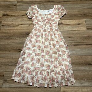 Ivy City Midi Dress SZ Small Ruffle Cottage Floral Fairy Puff Sleeve NWT